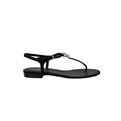 CHANEL SANDALS FOR WOMEN DOUBLE CC PEARL RHINESTONE HARDWARE BLACK BEACH SHOES G36014 X51738 94305